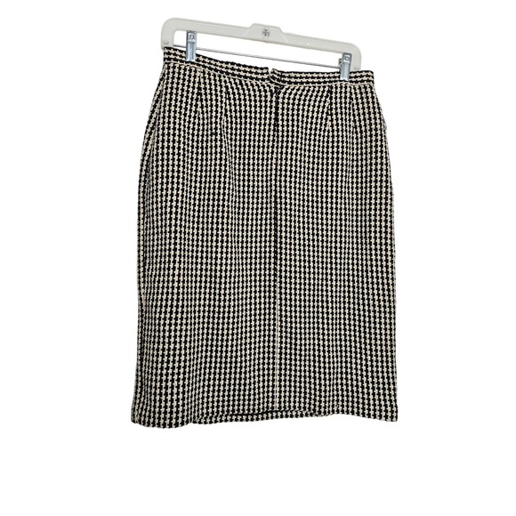 The Look Randolph Duke Black Cream Houndstooth Faux Wrap Skirt Size 10 - Picture 9 of 10